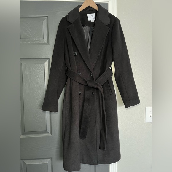 Sam Edelman Maxi Black Peacoat Coat - Picture 1 of 13